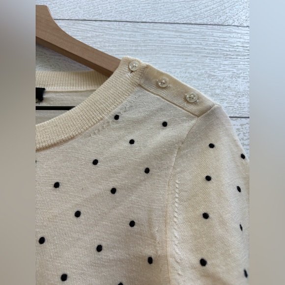 J.Crew Tippi Polka Dot Merino Wool Sweater Ivory Black Size S - Picture 7 of 12